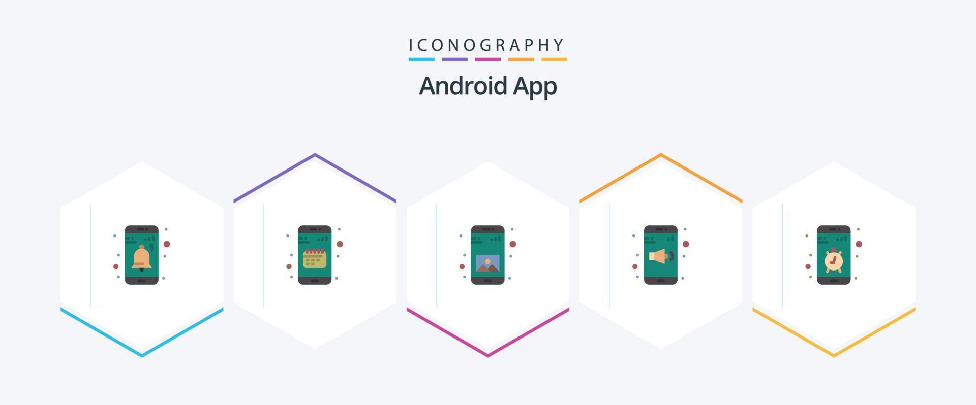 androide App 25 piatto icona imballare Compreso app. suono. mobile. mobile. mobile vettore