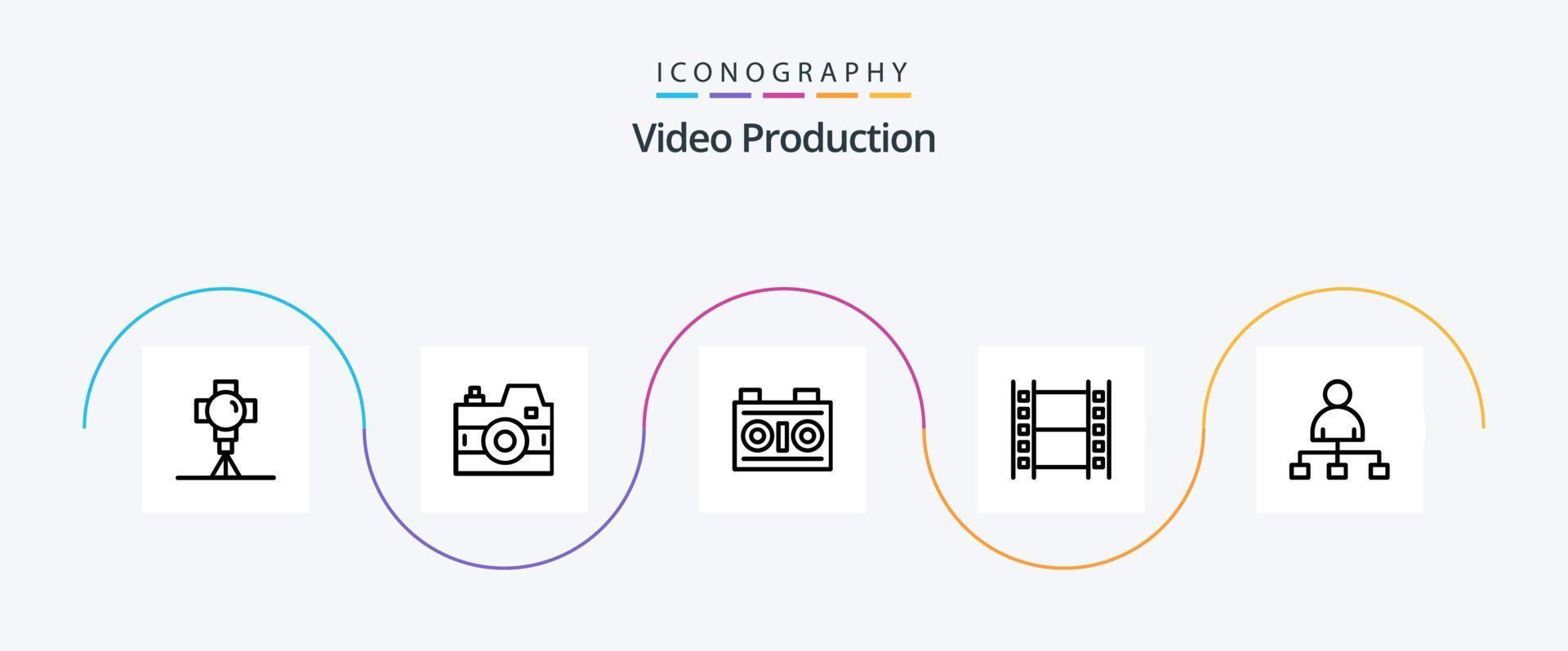 video produzione linea 5 icona imballare Compreso utente . multimedia. media . film . film vettore