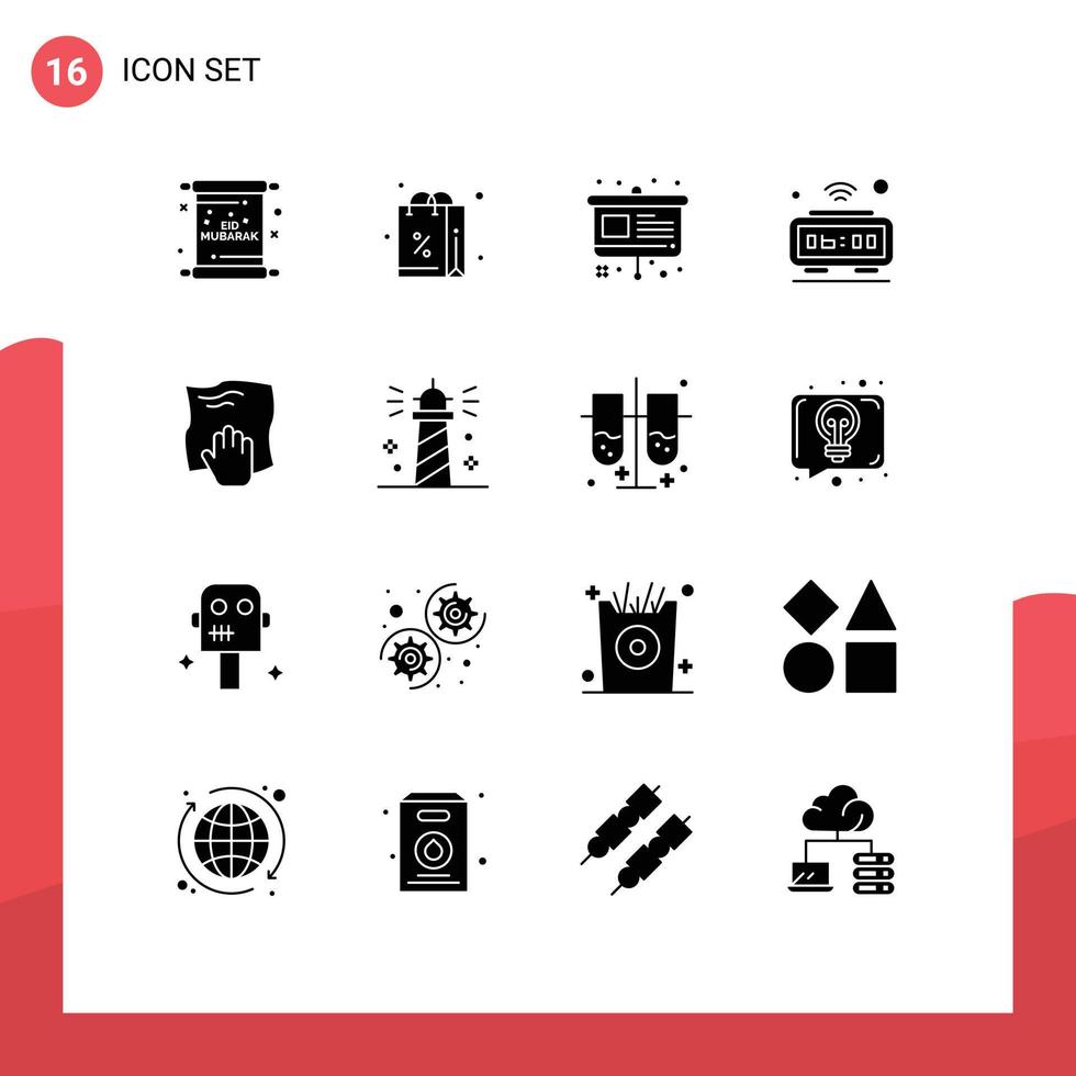 16 creativo icone moderno segni e simboli di Wi-Fi Internet shopping orologio presentazione modificabile vettore design elementi