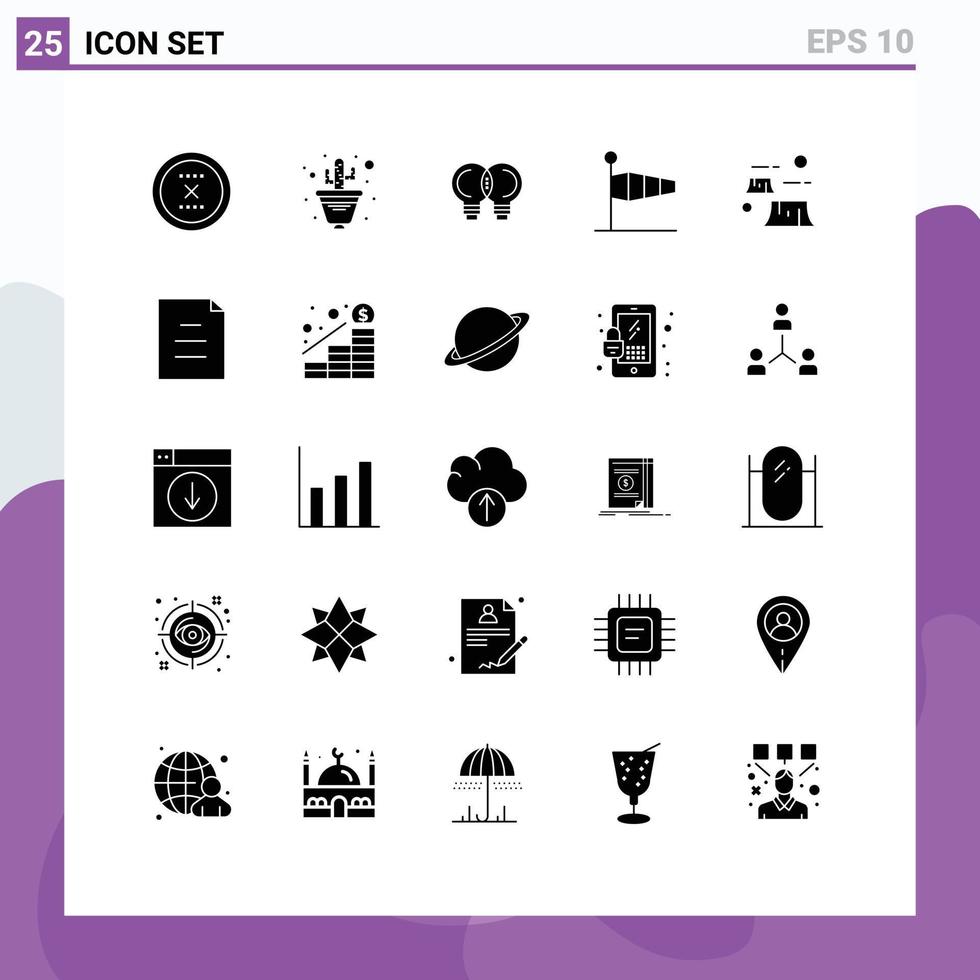 25 solido glifo concetto per siti web mobile e applicazioni vento bandiera fiore pentola soffio pensiero modificabile vettore design elementi
