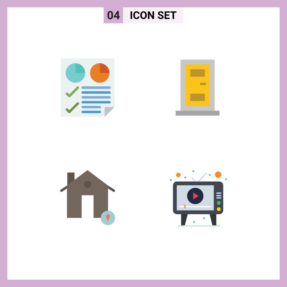 universale icona simboli gruppo di 4 moderno piatto icone di dati tenuta rapporto porta Posizione modificabile vettore design elementi