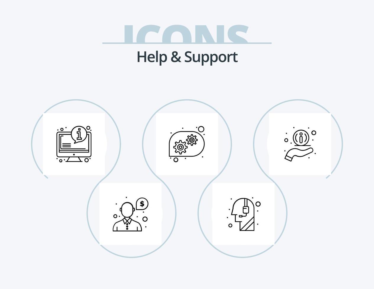 Aiuto e supporto linea icona imballare 5 icona design. cuffia. sostegno. aiuto. servizio. Aiuto vettore