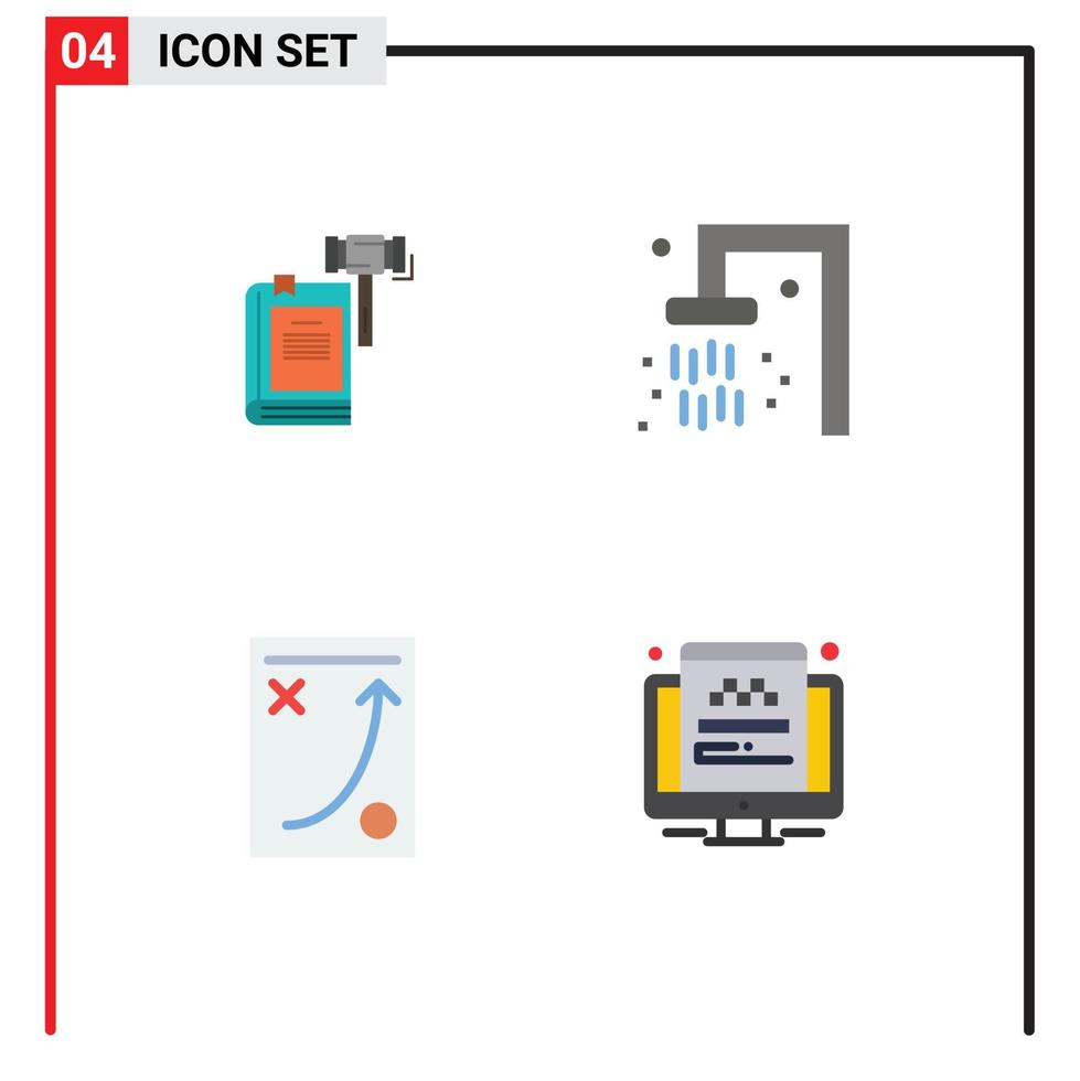 gruppo di 4 moderno piatto icone impostato per legge viaggio Tribunale legale ufficio modificabile vettore design elementi