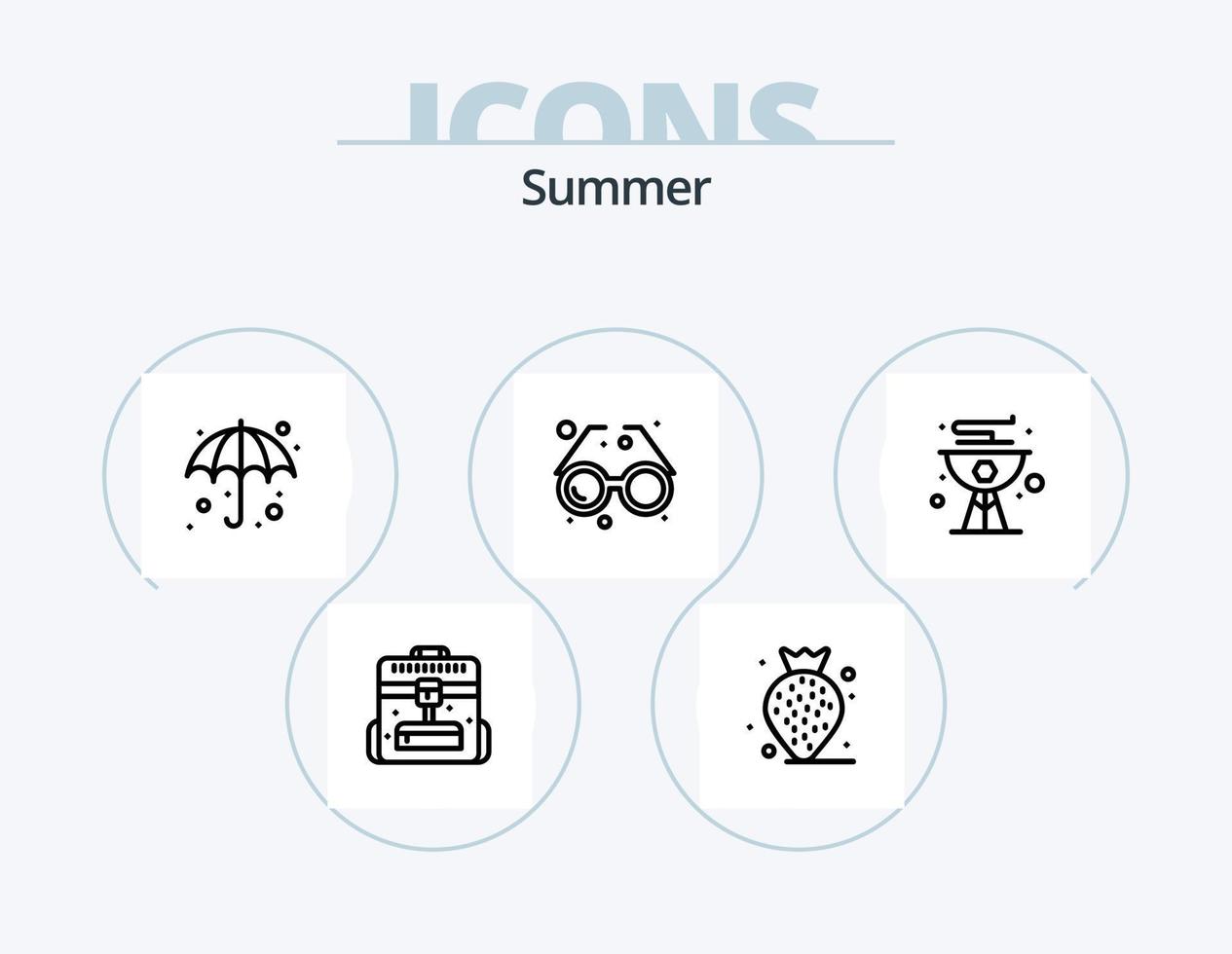 estate linea icona imballare 5 icona design. spiaggia. bacca. spiaggia. viaggio. attività commerciale vettore