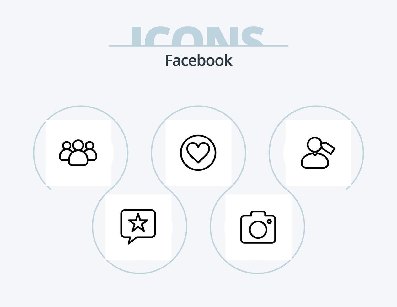 Facebook linea icona imballare 5 icona design. preferito. triste. fuoco. sensazione. emoji vettore