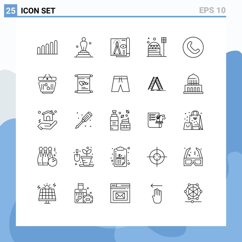 impostato di 25 moderno ui icone simboli segni per chiamata cupola documento costruzione base modificabile vettore design elementi