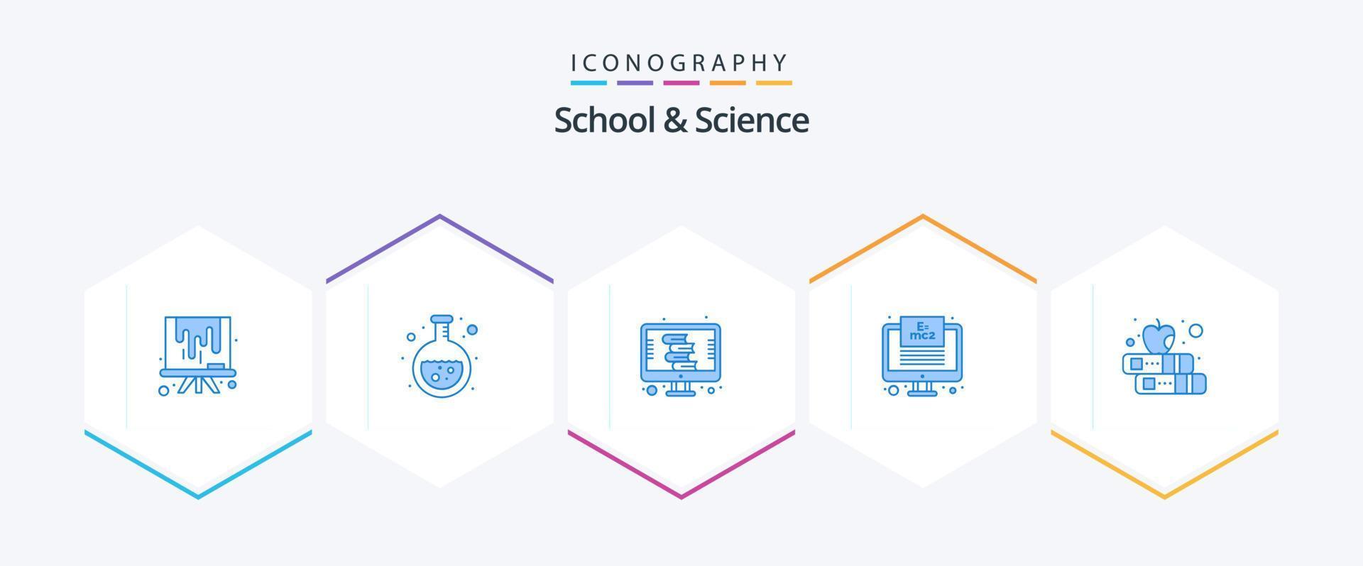 scuola e scienza 25 blu icona imballare Compreso leggere. digitale. formula. tenere sotto controllo vettore