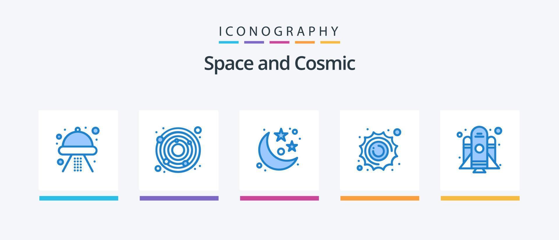 spazio blu 5 icona imballare Compreso avviare. razzo. pianeta. spazio. astronomia. creativo icone design vettore