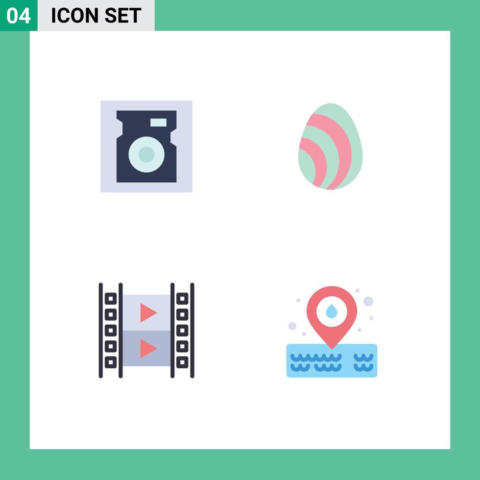 gruppo di 4 moderno piatto icone impostato per disco film uovo primavera segnaposto modificabile vettore design elementi