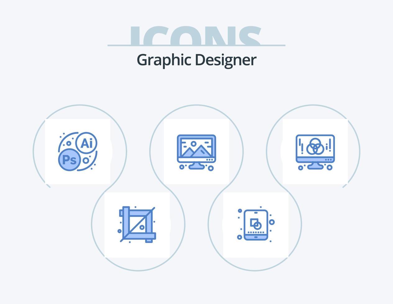 grafico progettista blu icona imballare 5 icona design. sviluppo. computer. marchio. design. Immagine vettore