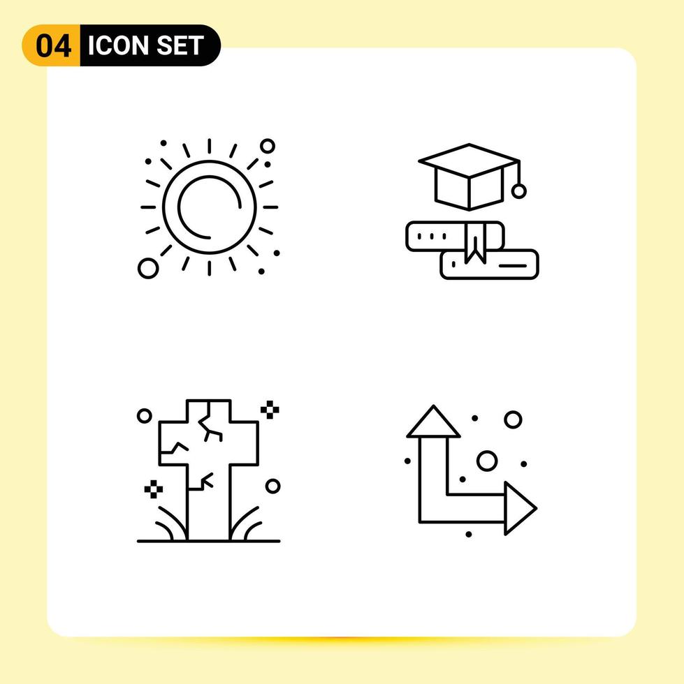 mobile interfaccia linea impostato di 4 pittogrammi di estate attraversare calore formazione scolastica tomba modificabile vettore design elementi