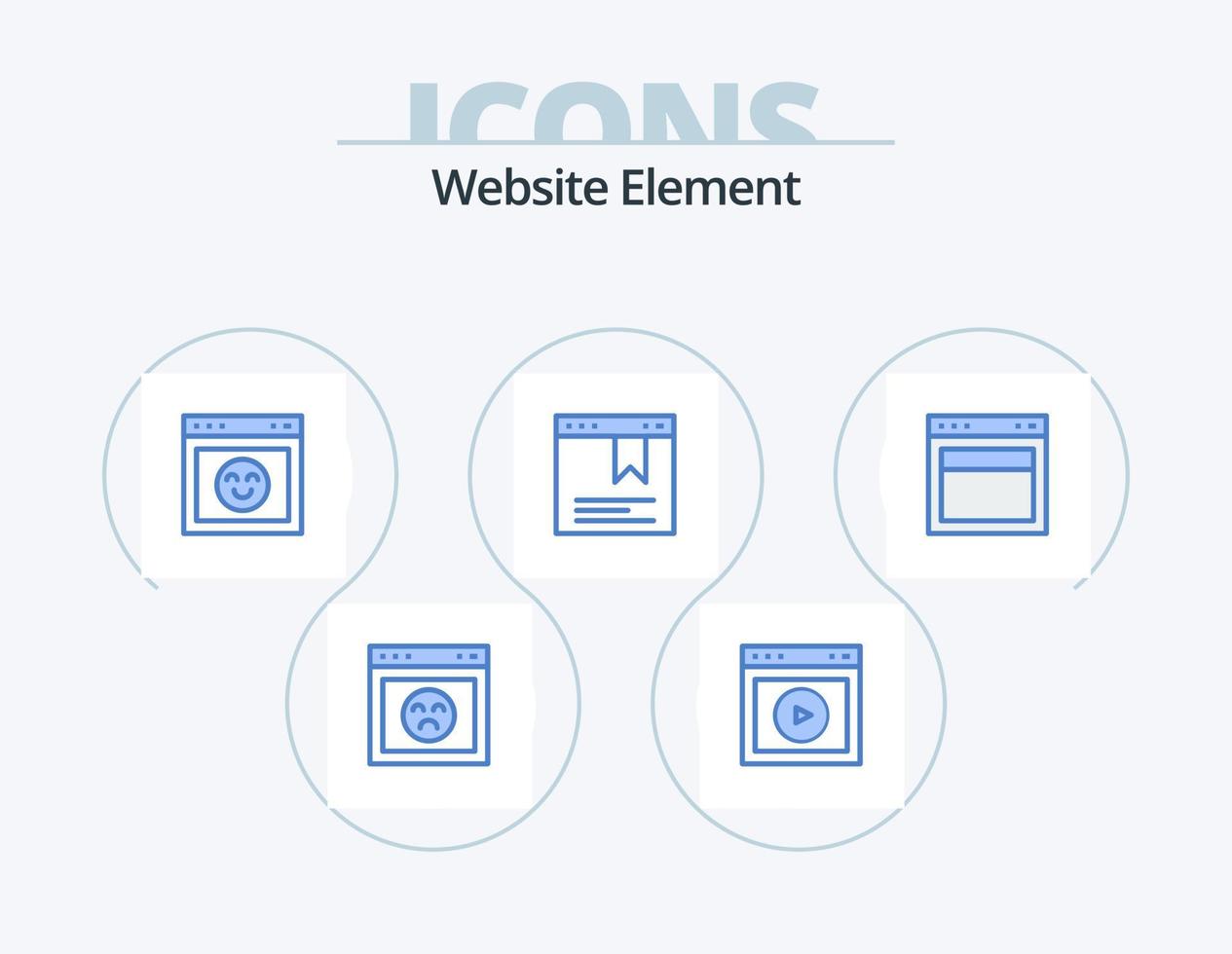 sito web elemento blu icona imballare 5 icona design. disposizione. sito web. sito web. pagina. sito web vettore