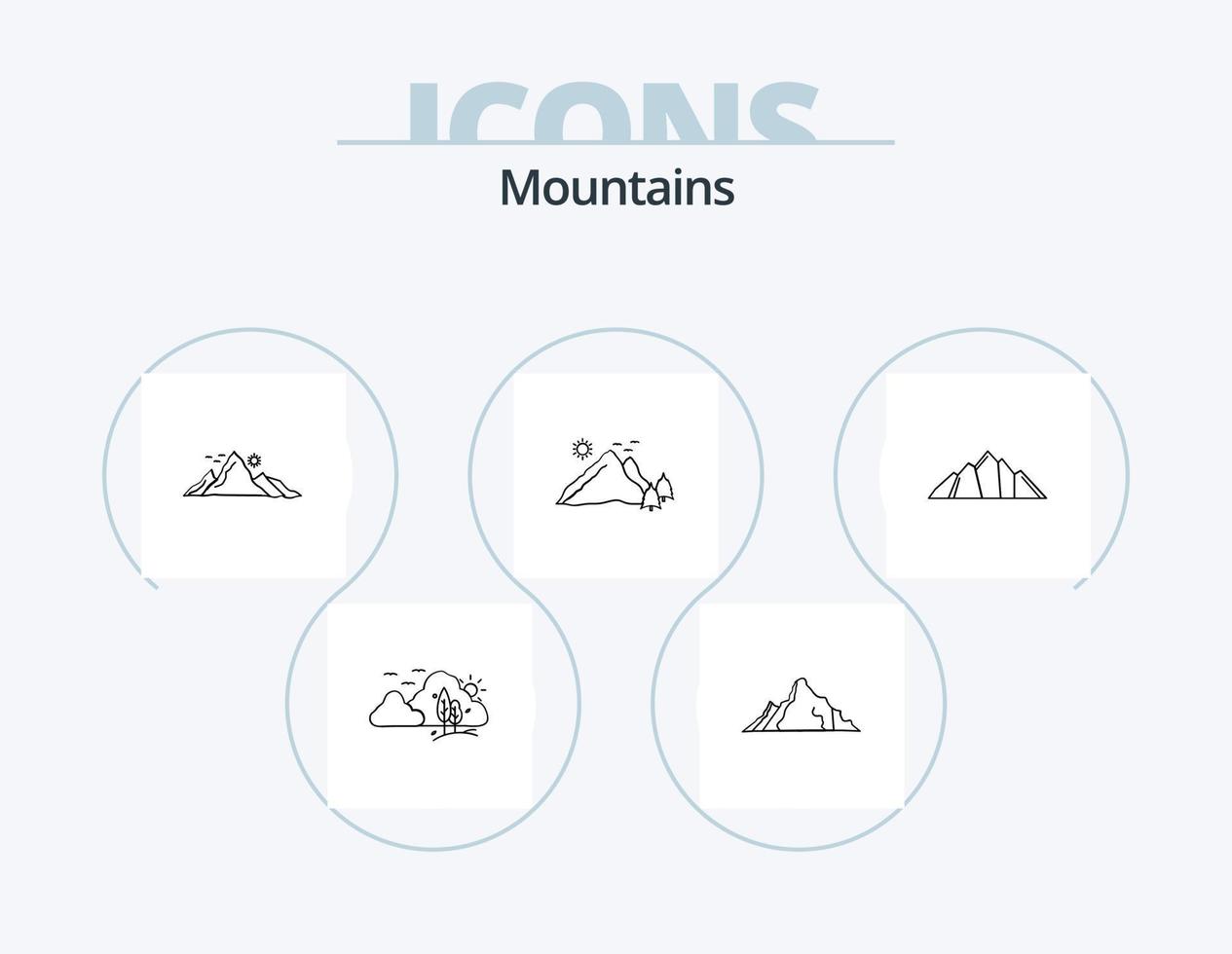 montagne linea icona imballare 5 icona design. . natura. vettore