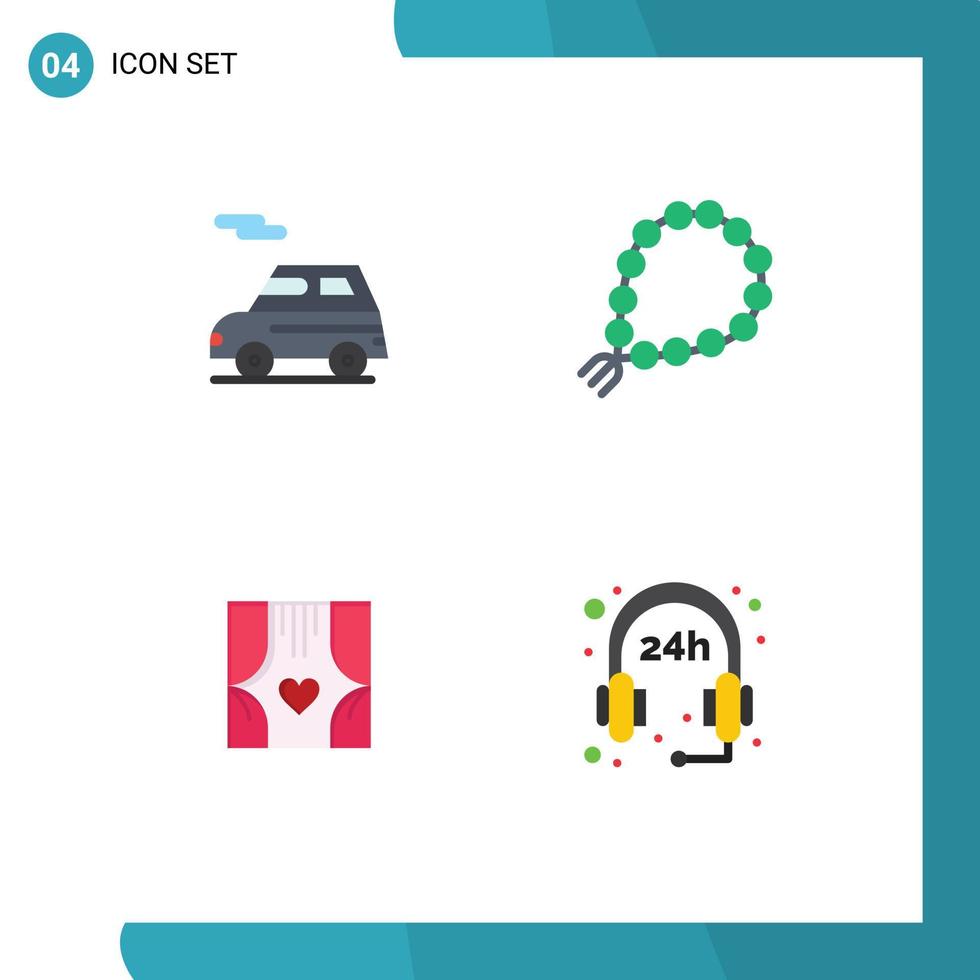 4 universale piatto icona segni simboli di auto finestra veicolo pregare le tende modificabile vettore design elementi