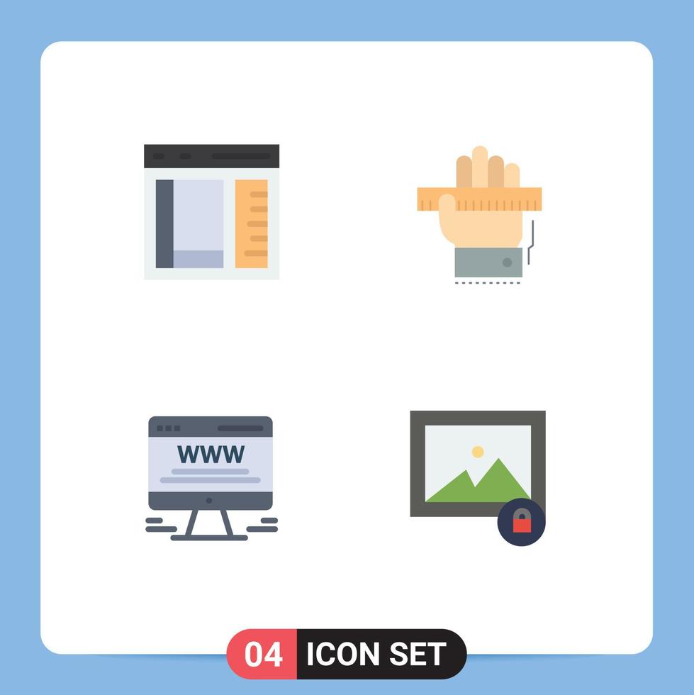 4 universale piatto icone impostato per ragnatela e mobile applicazioni del browser righello sviluppo mano tabellone modificabile vettore design elementi