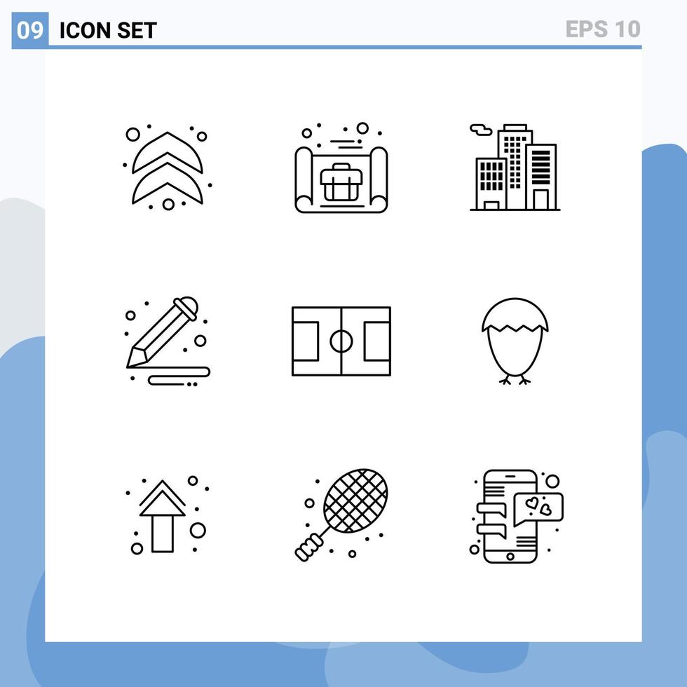 impostato di 9 commerciale lineamenti imballare per uccello calcio attività commerciale campo dipingere modificabile vettore design elementi