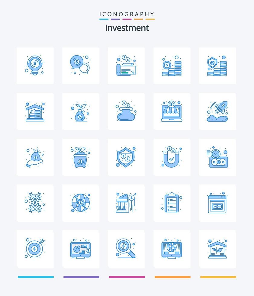 creativo investimento 25 blu icona imballare come come assicurazione. i soldi. dollaro. investimento. pagamento vettore