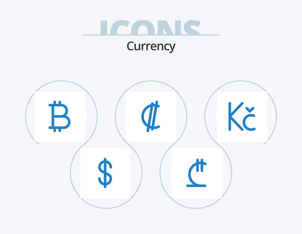 moneta blu icona imballare 5 icona design. . moneta. btc. corona. moneta vettore