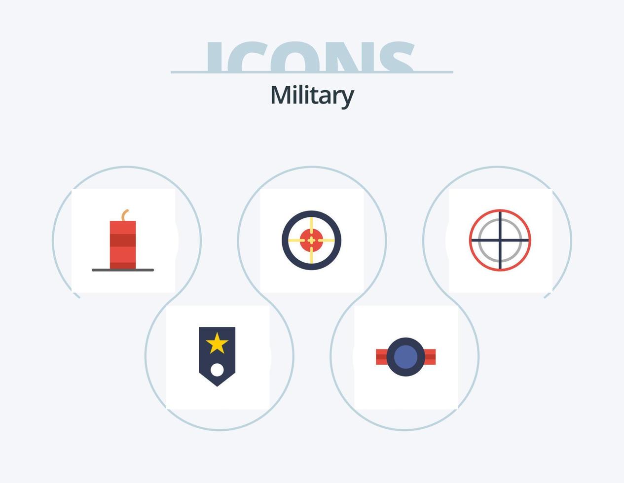 militare piatto icona imballare 5 icona design. militare. esercito. pianura. terrorismo. dinamite vettore