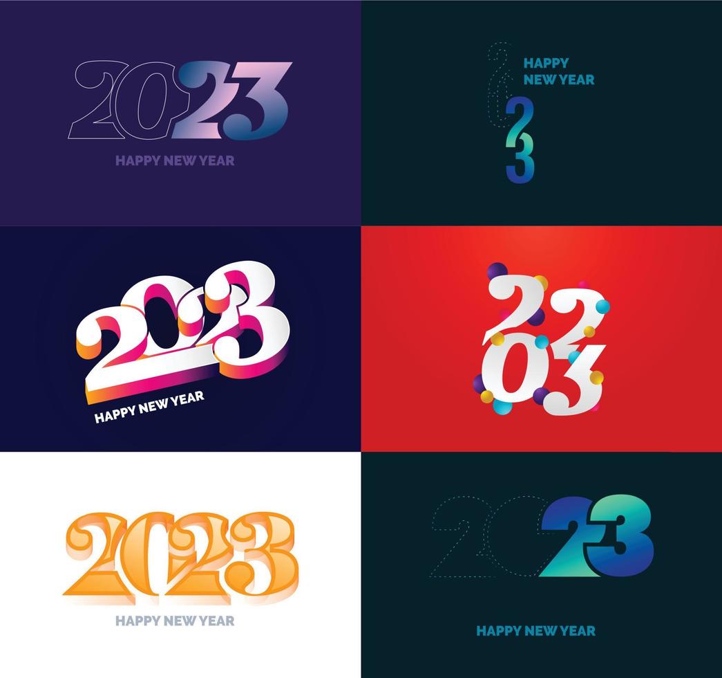 grande impostato di 2023 contento nuovo anno logo testo design 2023 numero design modello vettore