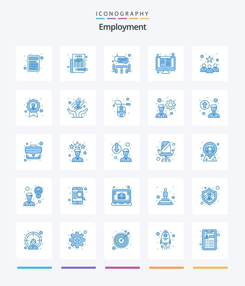 creativo occupazione 25 blu icona imballare come come profilo. attività commerciale. colloquio. riprendere. occupazione vettore