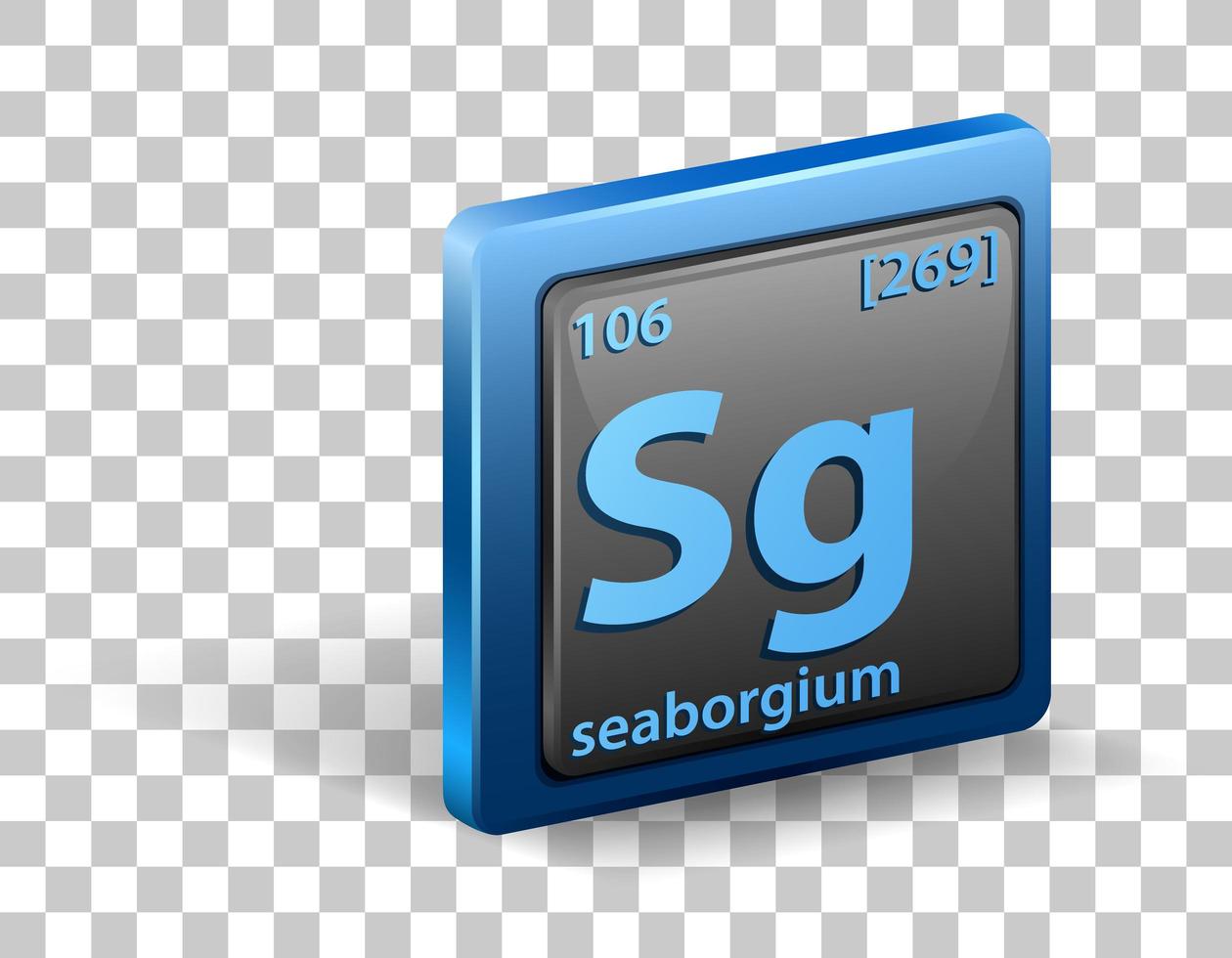 elemento chimico seaborgio. simbolo chimico con numero atomico e massa atomica. vettore