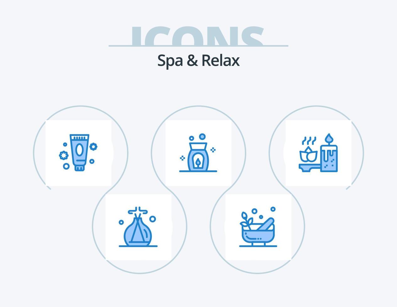 terme e rilassare blu icona imballare 5 icona design. rilassamento. aromaterapia. cura. spa. aroma vettore