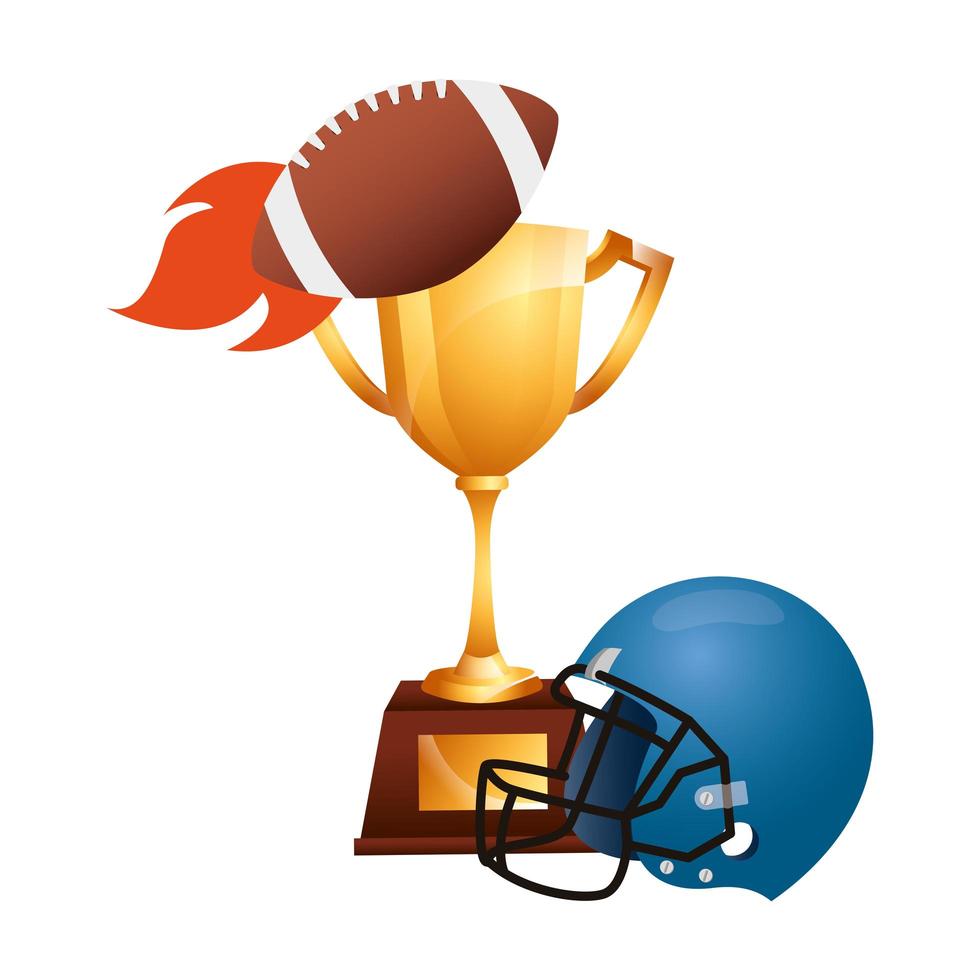 casco e trofeo di football americano vettore