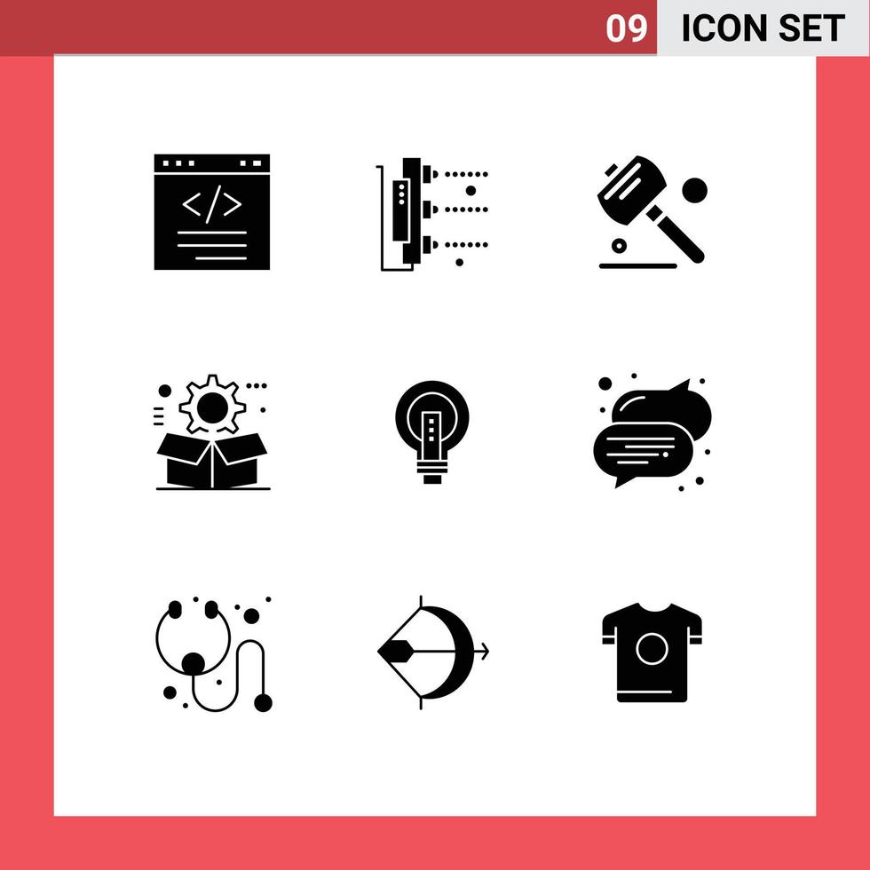 impostato di 9 moderno ui icone simboli segni per lampadina ambientazione scanner Ingranaggio scatola modificabile vettore design elementi