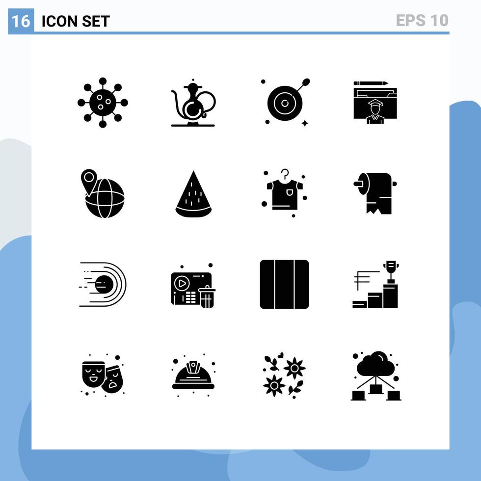 16 utente interfaccia solido glifo imballare di moderno segni e simboli di studioso diplomato Ramadan formazione scolastica freccia modificabile vettore design elementi