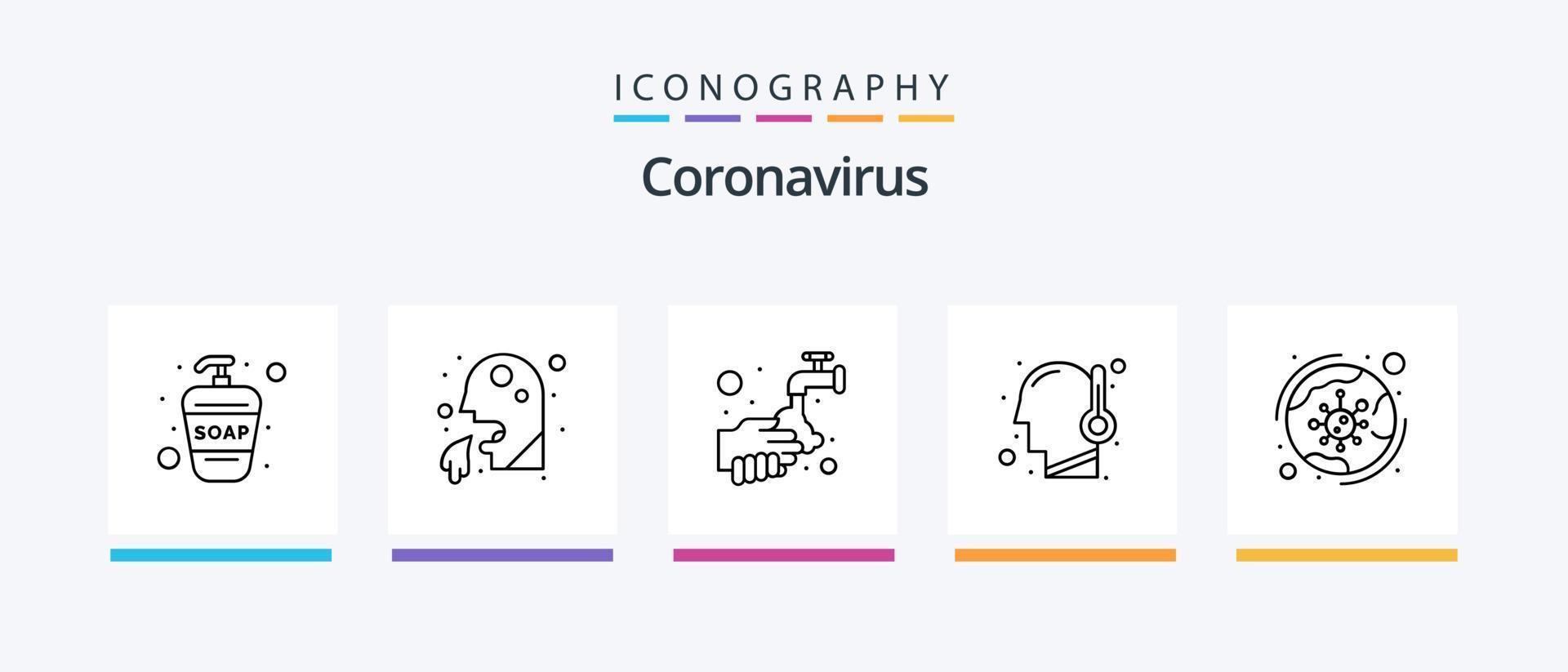 coronavirus linea 5 icona imballare Compreso RIP. grave. medico. contare. sars. creativo icone design vettore