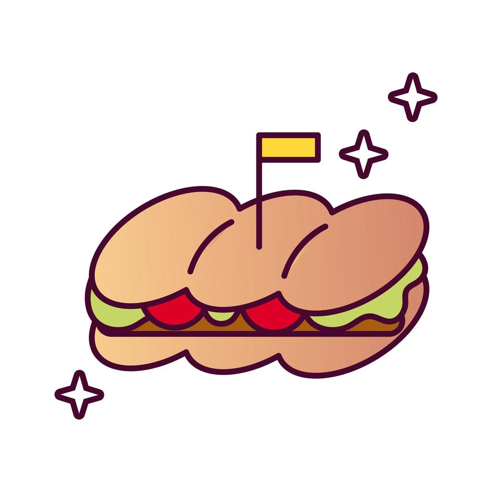 icona di stile dettagliato cibo sandwish vettore