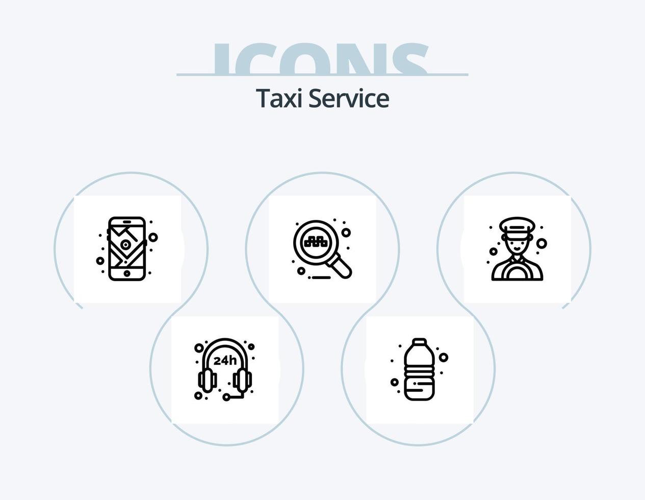 Taxi servizio linea icona imballare 5 icona design. traffico. metro. no. bere. acqua vettore