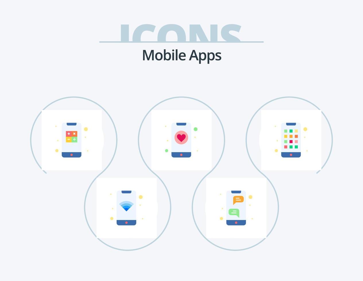 mobile applicazioni piatto icona imballare 5 icona design. app. Telefono. pp. datazione. interazione vettore