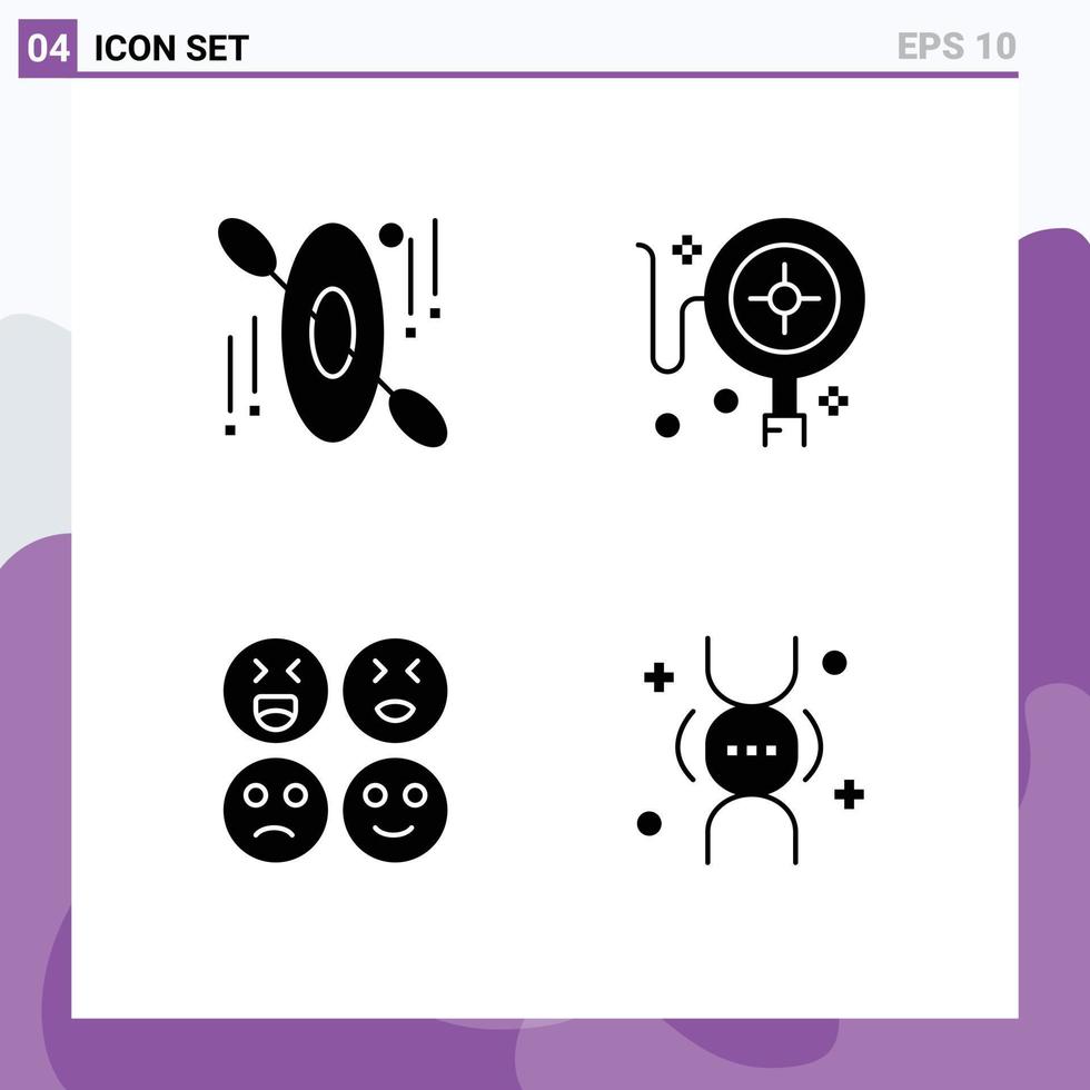 4 utente interfaccia solido glifo imballare di moderno segni e simboli di canoa dna puntamento emoji eredità modificabile vettore design elementi