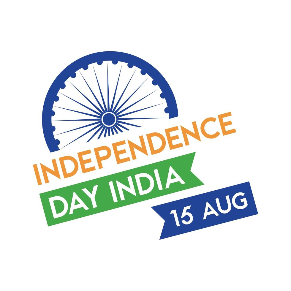 celebrazione del giorno dell'indipendenza dell'india con ashoka chakra con stile piatto a nastro vettore