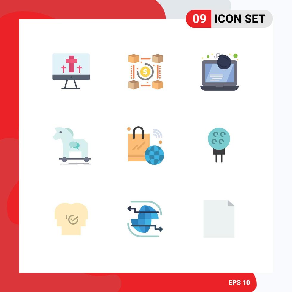 azione vettore icona imballare di 9 linea segni e simboli per trojan cavallo pagamenti crimine informatico crimine modificabile vettore design elementi