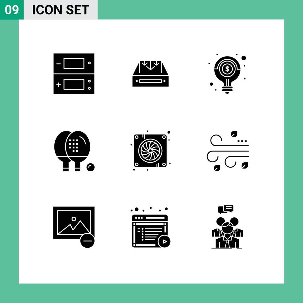 impostato di 9 moderno ui icone simboli segni per attrezzatura attività consegna soluzione leggero lampadina modificabile vettore design elementi