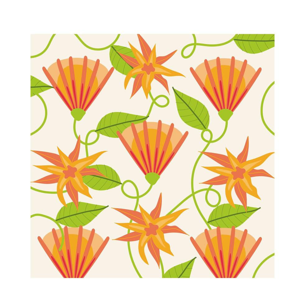 fiori d'arancio piante tropicali pattern di sfondo vettore