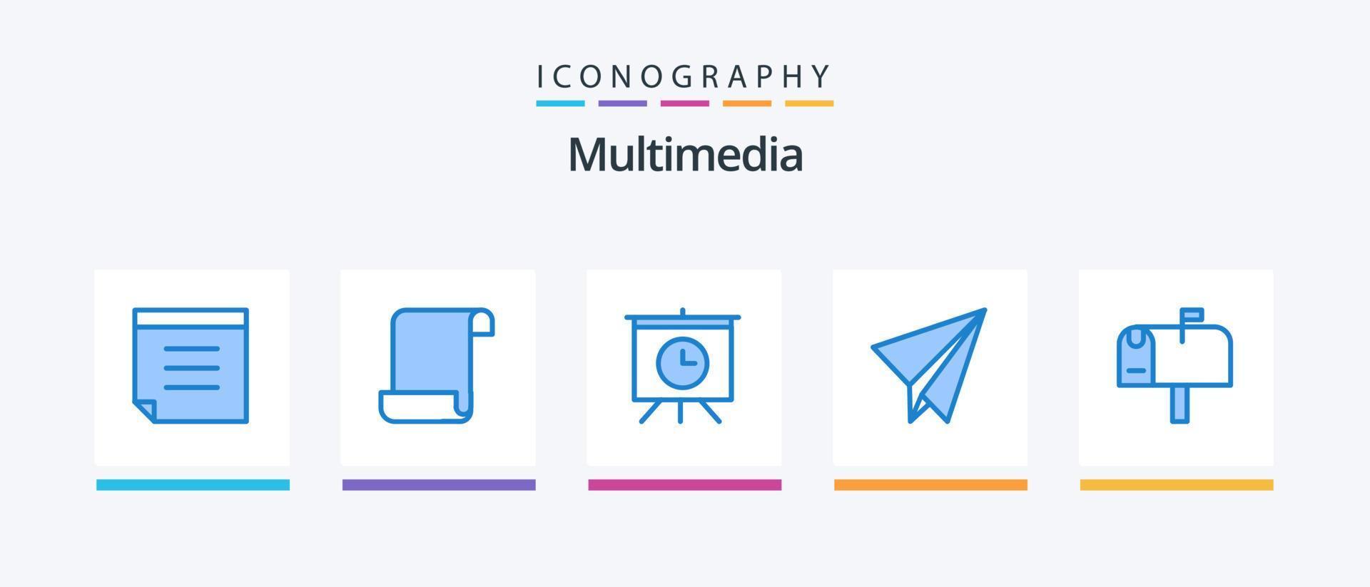 multimedia blu 5 icona imballare Compreso . carta. inviare. creativo icone design vettore