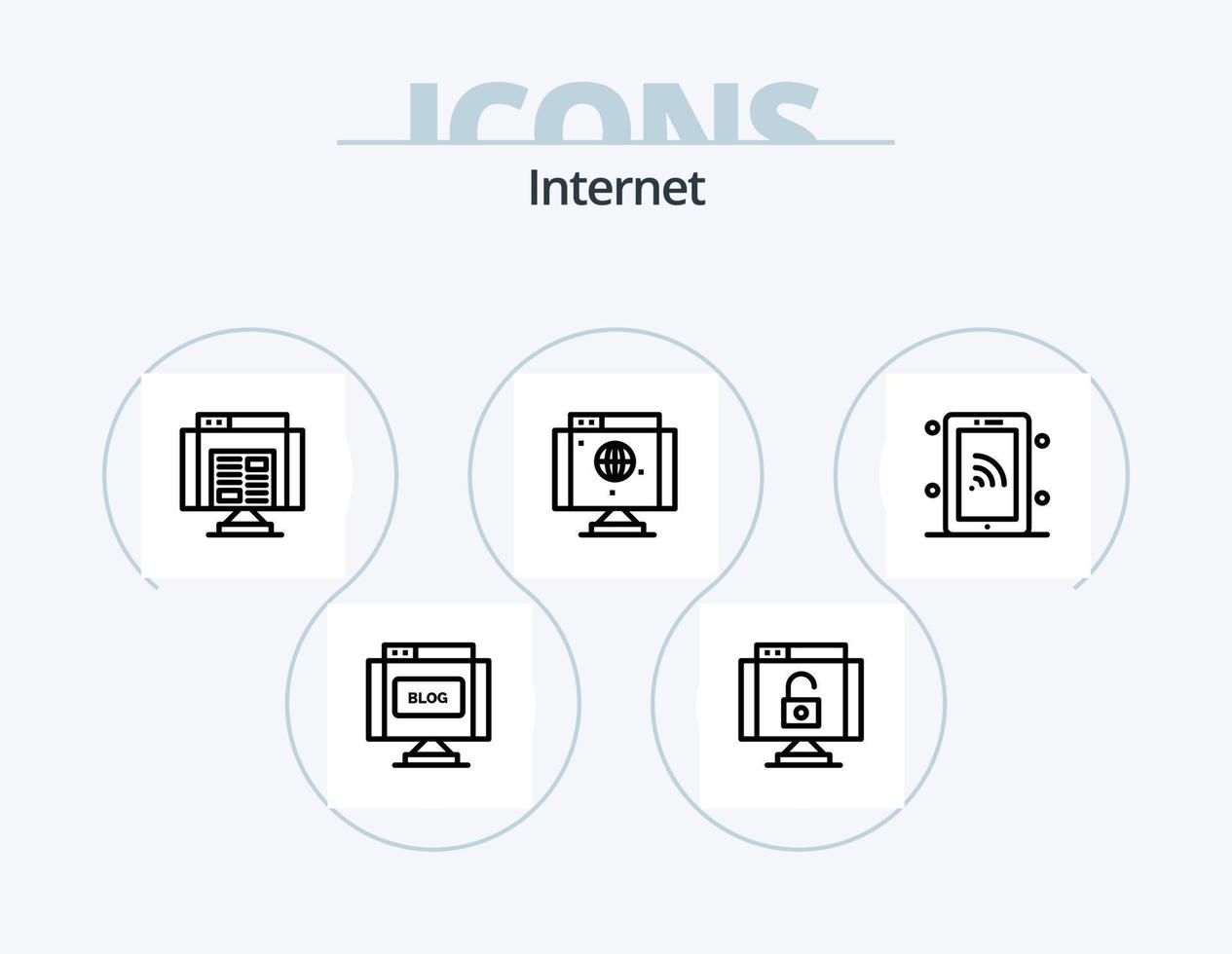Internet linea icona imballare 5 icona design. Condividere. www. gruppo. sito web. comunicazioni vettore