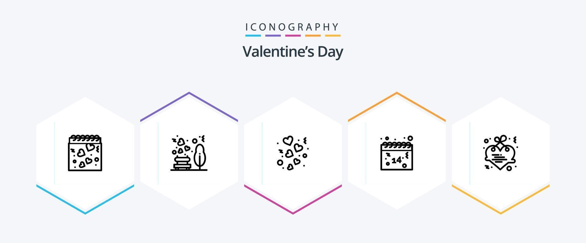 san valentino giorno 25 linea icona imballare Compreso impiccagione. amore. giorno. Data. nozze vettore