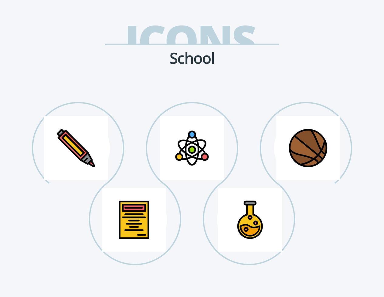 scuola linea pieno icona imballare 5 icona design. . File. formazione scolastica. formazione scolastica. Nota vettore