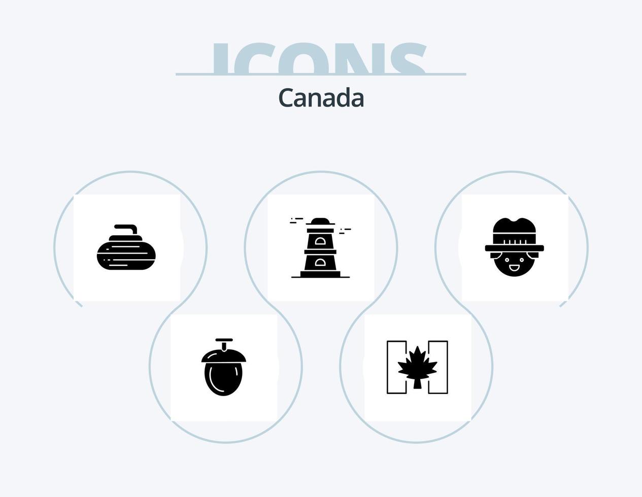 Canada glifo icona imballare 5 icona design. . giardiniere. arricciatura. contadino. Torre vettore