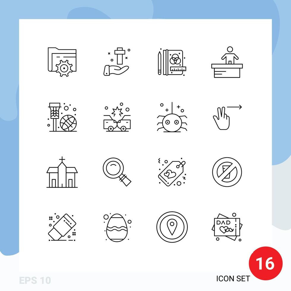 16 universale schema segni simboli di pallacanestro lavoratore Pasqua ufficio cassiere modificabile vettore design elementi