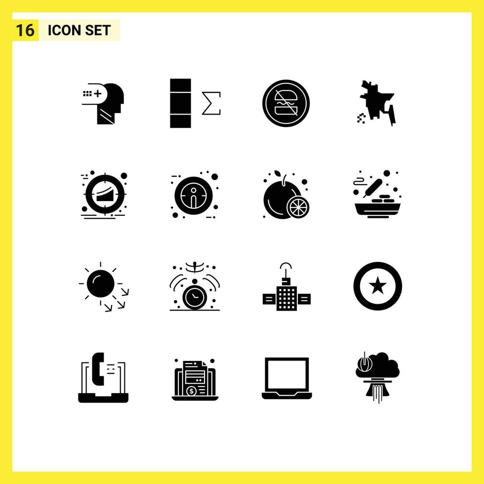impostato di 16 moderno ui icone simboli segni per marketing bersaglio vietato bangladesh bangladesh modificabile vettore design elementi