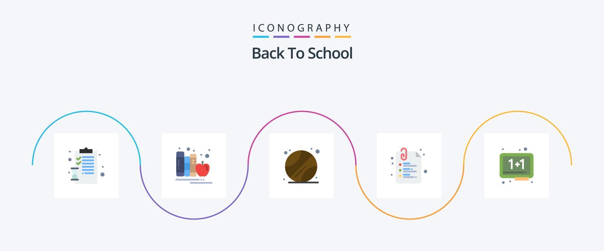 indietro per scuola piatto 5 icona imballare Compreso formazione scolastica. indietro per scuola. Mela. scuola. carta vettore