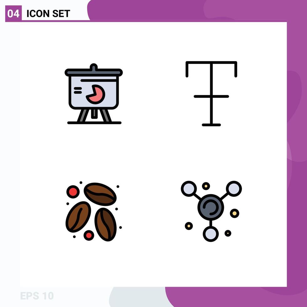 4 tematico vettore riga piena piatto colori e modificabile simboli di grafico caffè torta grafico formato atomo modificabile vettore design elementi