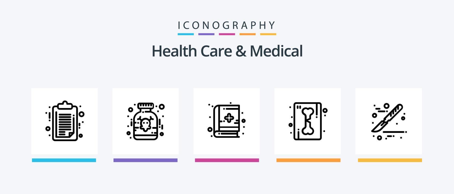 Salute cura e medico linea 5 icona imballare Compreso polso. Salute. gruppo musicale. tavoletta. medico. creativo icone design vettore