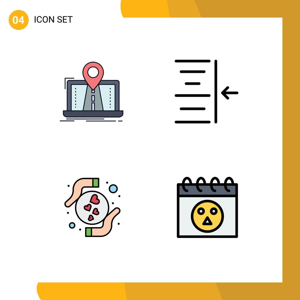 azione vettore icona imballare di 4 linea segni e simboli per navigazione mani GPS giusto cuore modificabile vettore design elementi